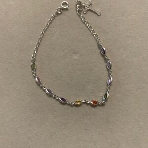 Elegant Silver 925 Multicolor Bracelet 7”